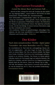 Rueckcover P.J. Tracy - Spiel unter Freunden